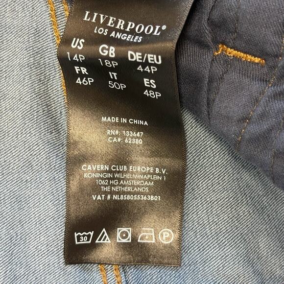 Liverpool Jeans Hi-Rise Ankle Dark Wash Raw Frayed Hem Skinny Jeans Size 14P - Picture 5 of 9